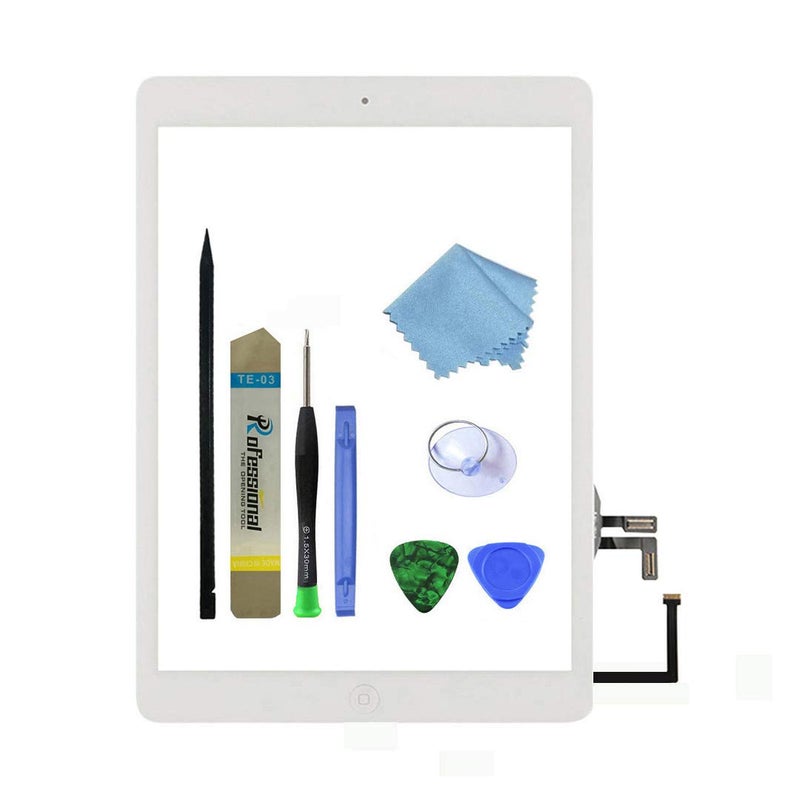 Zentop for White IPad Air 1st Generation Touch Screen Digitizer Glass Replacement Modle A1474 A1475 A1476 with Home Button,Camera Holder,Preinstalled Adhesive,Tool Kit. - Image 1